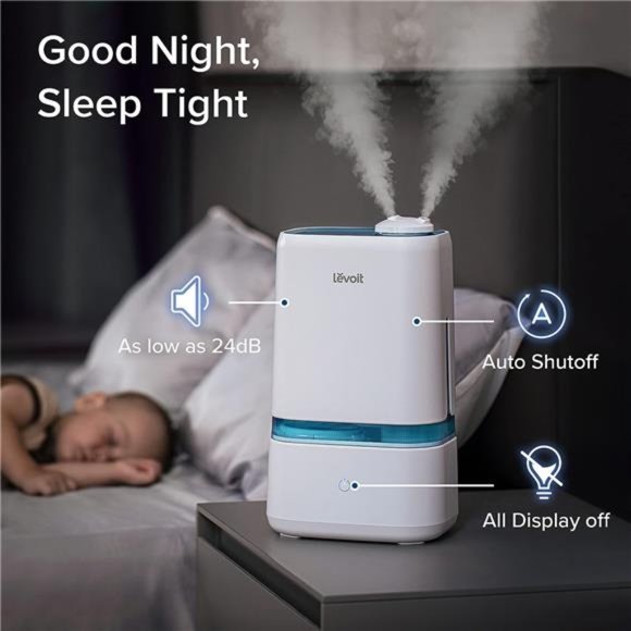 4L Humidifiers for Bedroom Large Room & Essential Oil Diffuser, Quiet Cool Mist - Picture 4 of 6